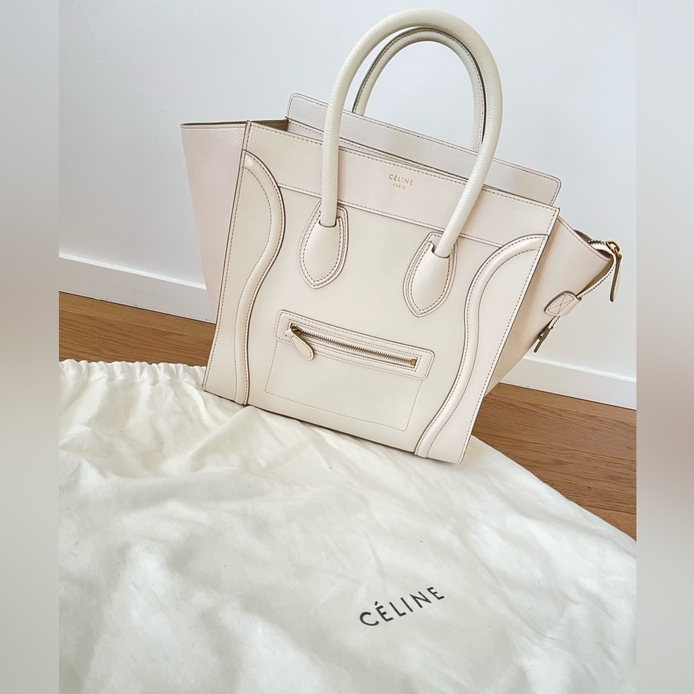 Celine White luggage leather handbag